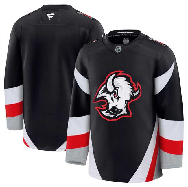 Men%27s Buffalo Sabres Custom Black 2024-25 Alternate Stitched Hockey Jersey